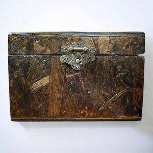 Grey Fox Handcrafted Laminated OSB Stained Wooden Treasure Chest Trinket Box